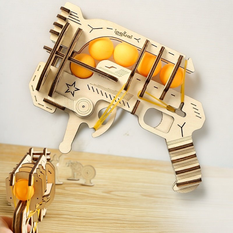 Table Tennis Edge - Wooden DIY Assembled Rubber Band Gun